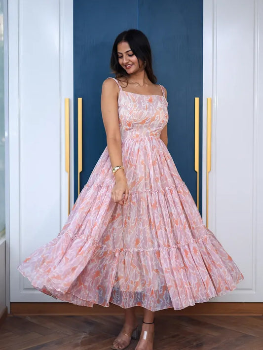 Saffron Bloom β Printed Anarkali Kurta