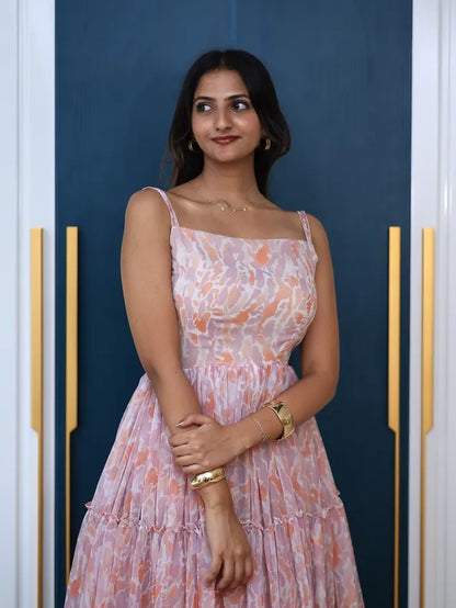 Saffron Bloom – Printed Anarkali Kurta