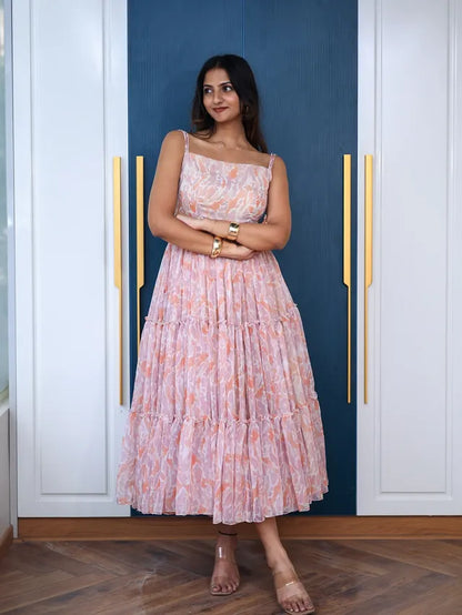 Saffron Bloom – Printed Anarkali Kurta