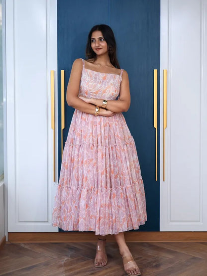 Saffron Bloom – Printed Anarkali Kurta